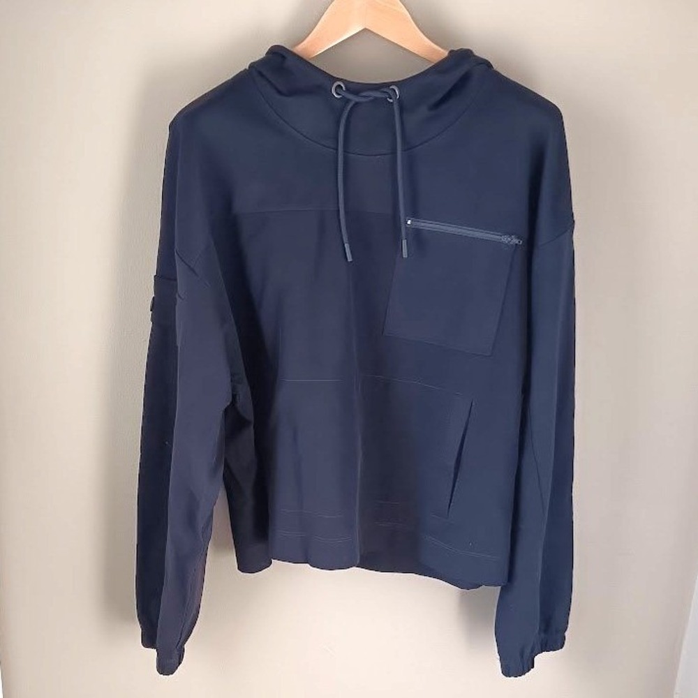 Cabi Pullover Hoodie Women Large Black Excellent Zipper Pocket Athleisure